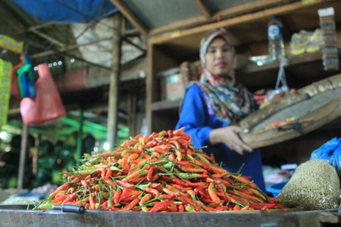 salah seorang pedagang cabai di Pasar Tradisional Tuban